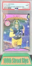 2024 Certified TJ Watt Certified Stars Mirror Pink PSA 9 133/199 No. 19 Steelers