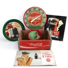 Vintage Coca-Cola Metal Sign Plates Clock Wooden Crate Lot of 6 #X1410