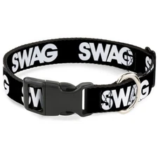 Plastic Clip Collar SWAG Black/White NARROW-Small 7-8.5"