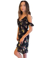 Floral Cold Shoulder Wrap Dress