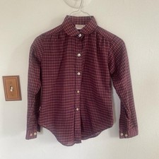 Vintage Levi Strauss Boys Plaid Button Up Shirt White Tag Made USA 70s 80s