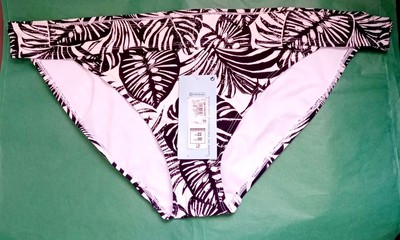 M&S Women's Sun Smart UPF 50+ Tanga Bikini Bottom Black/White Size 22 BNWT