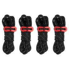 4Pcs 4mm Tent Rope 13ft Reflective Guyline Rope with Adjuster Black