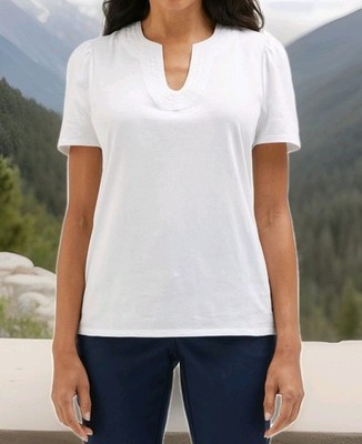 Rafaella Women's Short Sleeve V-Neck Top SIZE: LG NWT