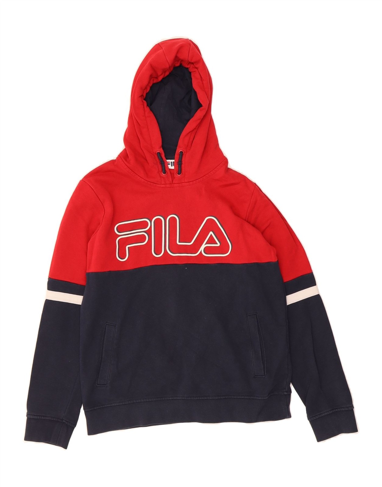 Felpa con cappuccio FILA ragazzo grafica 11 12 anni rosso colorblock GE01