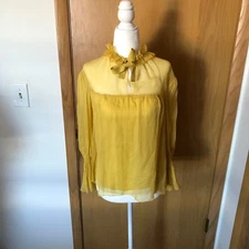 See By Chloe Women's Blouse sz 0 US Olive Wood Silk Blouse Size 34 $375