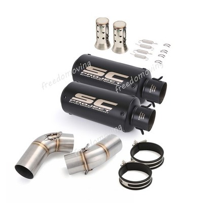 For Ducati Monster 696 795 796 1100 Exhaust Mid Pipe Slip On LR Black Muffler