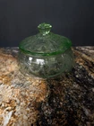 Vtg Anchor Hocking Green Glass Cameo Ballerina Lidded Candy Dish 6” X 3”