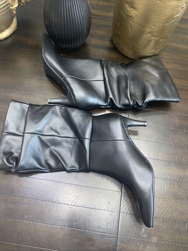 Nine West Mid Calf Dress Boots Black Sz 8 M Slouch Low Heel Casual Career Women - Picture 7 of 7