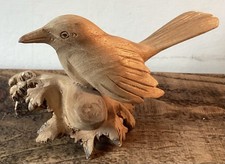 Hand Carved Bird On Driftwood Unique Rustic Piece