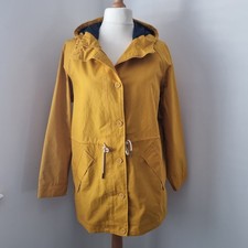 Seasalt Cornwall Women's Fulmar Waterproof Raincoat Yellow Hooded Parka UK 18