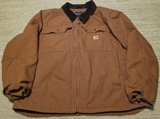 Carhartt Chore Coat Heavy Work Jacket Brown Corduroy Collar Men's 2XL OJ4480-M