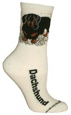 Black Dachshund Natural Color Cotton Ladies Socks 6 Pack 