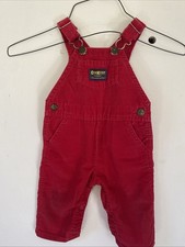 Vintage Oshkosh Red Corduroy Overalls Size 12mos Made In USA