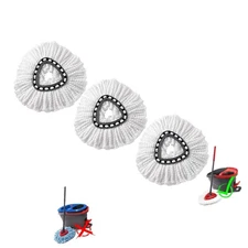 3Pcs Spin Mop Replacement Heads, White Large 360° Easy Wring Spin Mop Head 