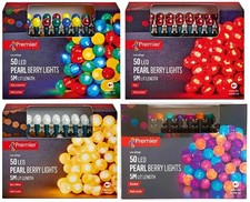 Image of PREMIER 50 LED Multi-Action Pearl Berry Lights, Christmas Fairy - Choose Colour