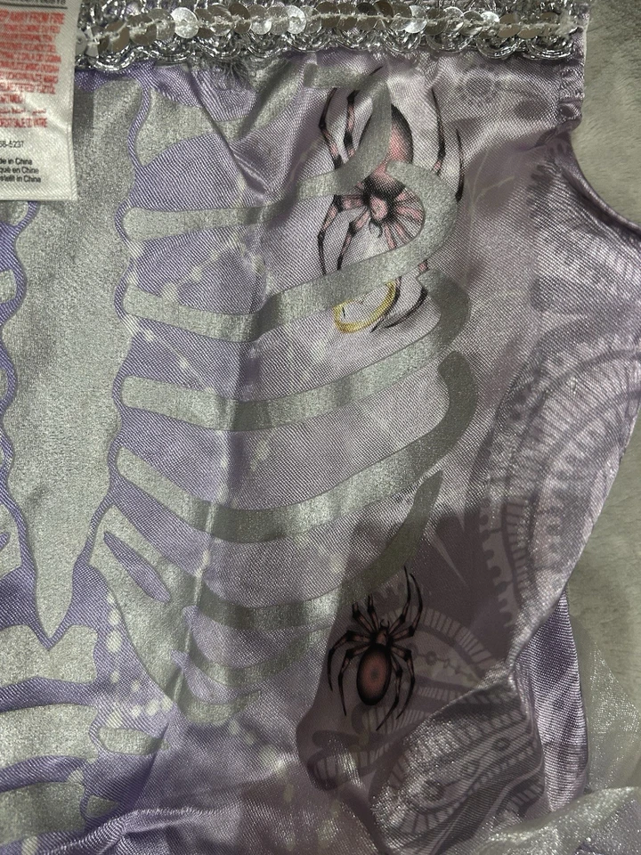 Costume scheletro Halloween bambina cadavere sposa abito da sposa taglia 5-6 anni nuovo con etichetta - Immagine 4 di 4