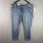 H&M Jeans Womens 26 Blue Button Fly Boyfriend Low Rise Plus Size NEW NWT 8023