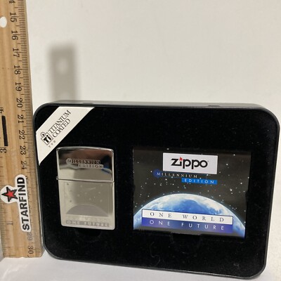 Vintage Zippo Lighter Millennium One World One Future Titanium