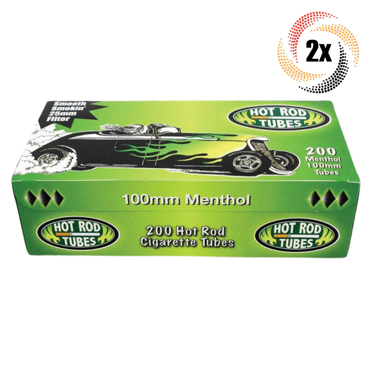 hot rod tobacco 2x Boxes Hot Rod Green Menthol 100MM 100's ( 400 Tubes ) Cigarette Tobacco  RYO