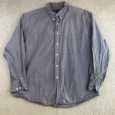 Eddie Bauer Shirt Men's XL Blue Plaid Button Down Collared Long Sleeve Outdoor