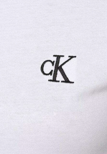 Calvin Klein Jeans EMBROIDERYLOGO SLIM TEE Basic T-Shirts Black White RRP £45 image 6