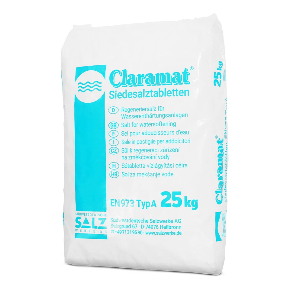 Claramat Siedesalz Tabletten 25kg Regeneriersalz Poolsalz Salzanlage Chlorinator