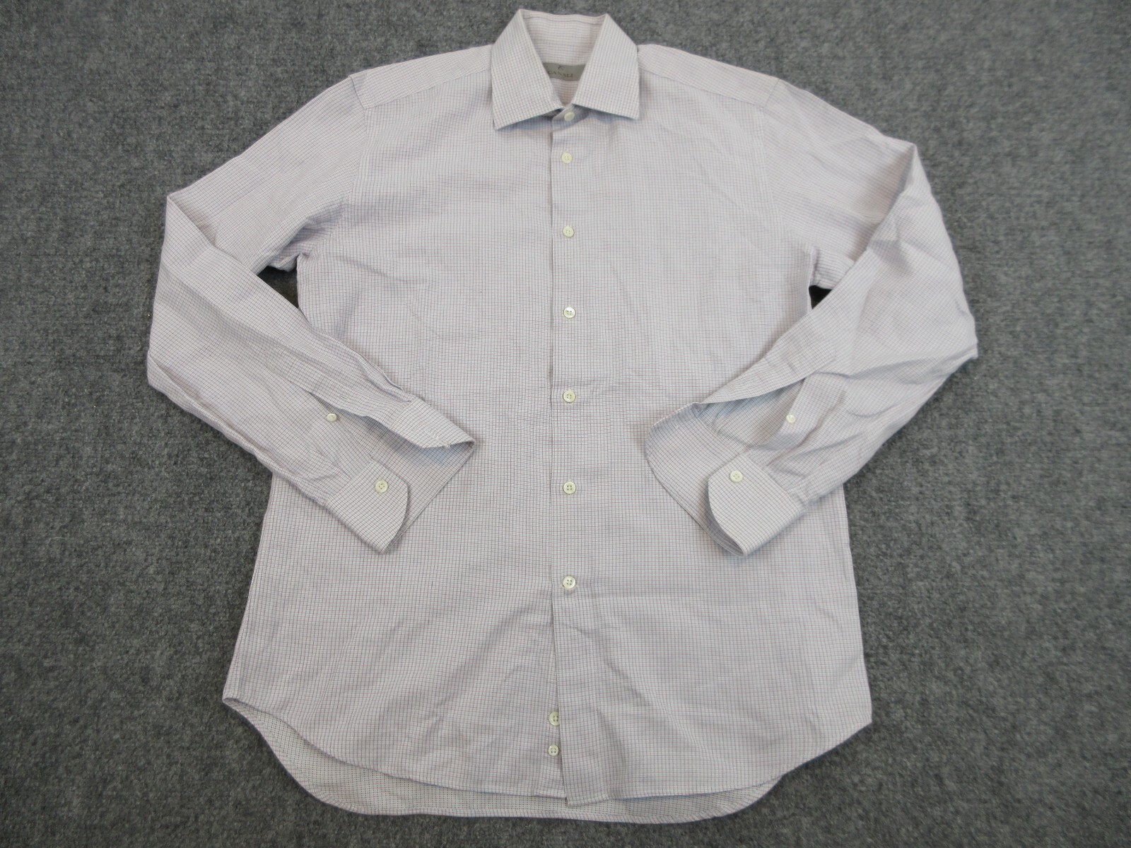 Camisa Canali Para Hombres 16 Rosa Azul Cuadros Abotonada Preppy Algodón Vestido Italia