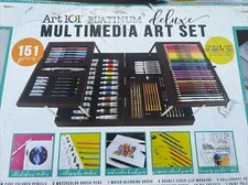 Art 101 Platinum 151-piece Multimedia Artists Set with Wood Case, Pencil, Pastel