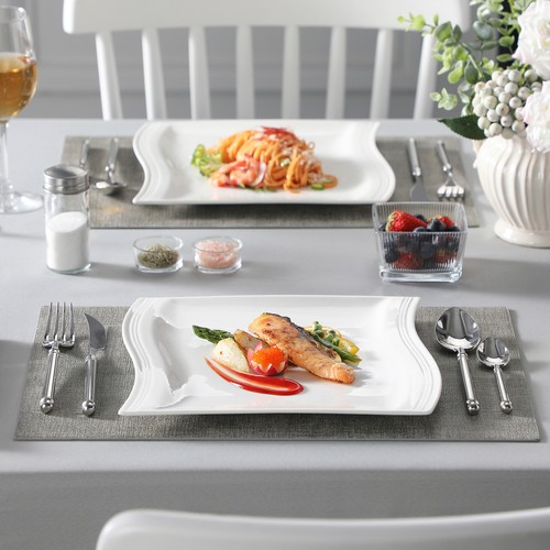 MALACASA Flora 6 x 10.2" Dinner Plates Ivory White Porcelain Serving Side Dishes - Picture 5 of 12