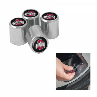 ohio state buckeyes ncaa college logo chrome car auto tire valve stem caps set