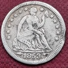 1853 Seated Liberty Half Dime 5c Better Grade VF #57756