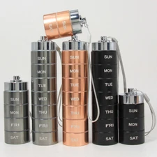 Pill Box Metal Medicine Dispenser Case Weekly Tablet Organizer Container 7 Day