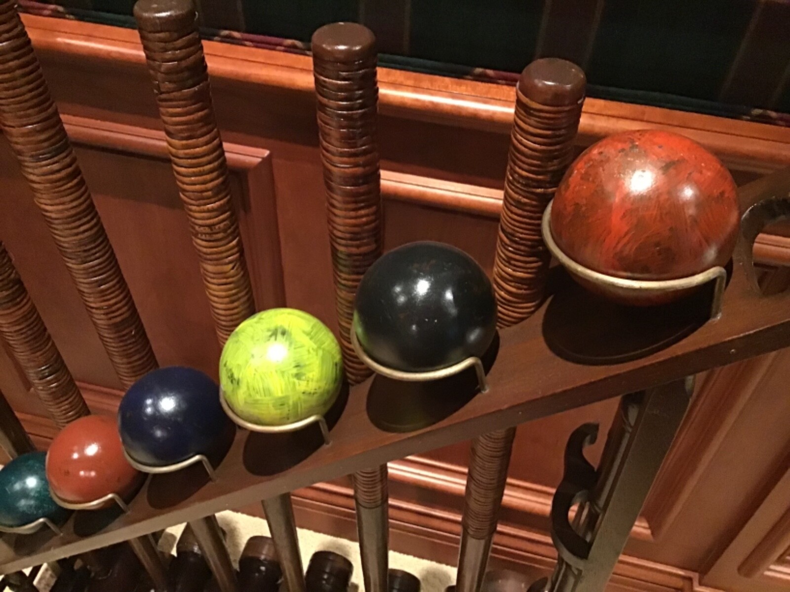 Vintage Croquet Set with Wheeled Storage Rack Complete 6 players Stiles