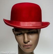 Derby Hat Deluxe Red Wool Felt Men's Quality Costume Hat Sm-Lg-XL