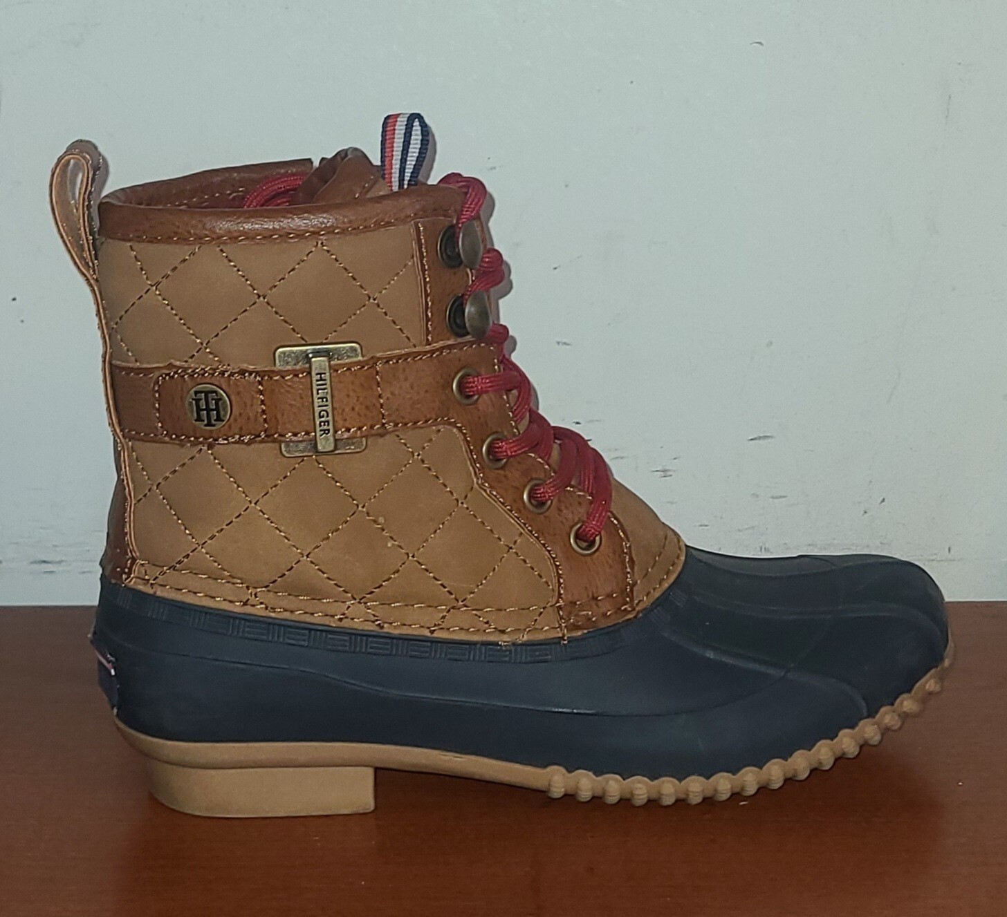 Tommy Hilfiger Womens Ravel Duck Rain Boots Brown Size 5M Waterproof Comfort