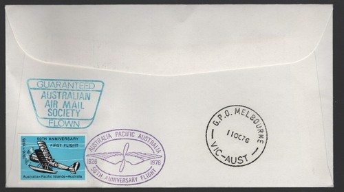 1976 Australia - PACIFIC First Flight 50th Anniv Signed Norfolk Flight Cover - Picture 2 of 2