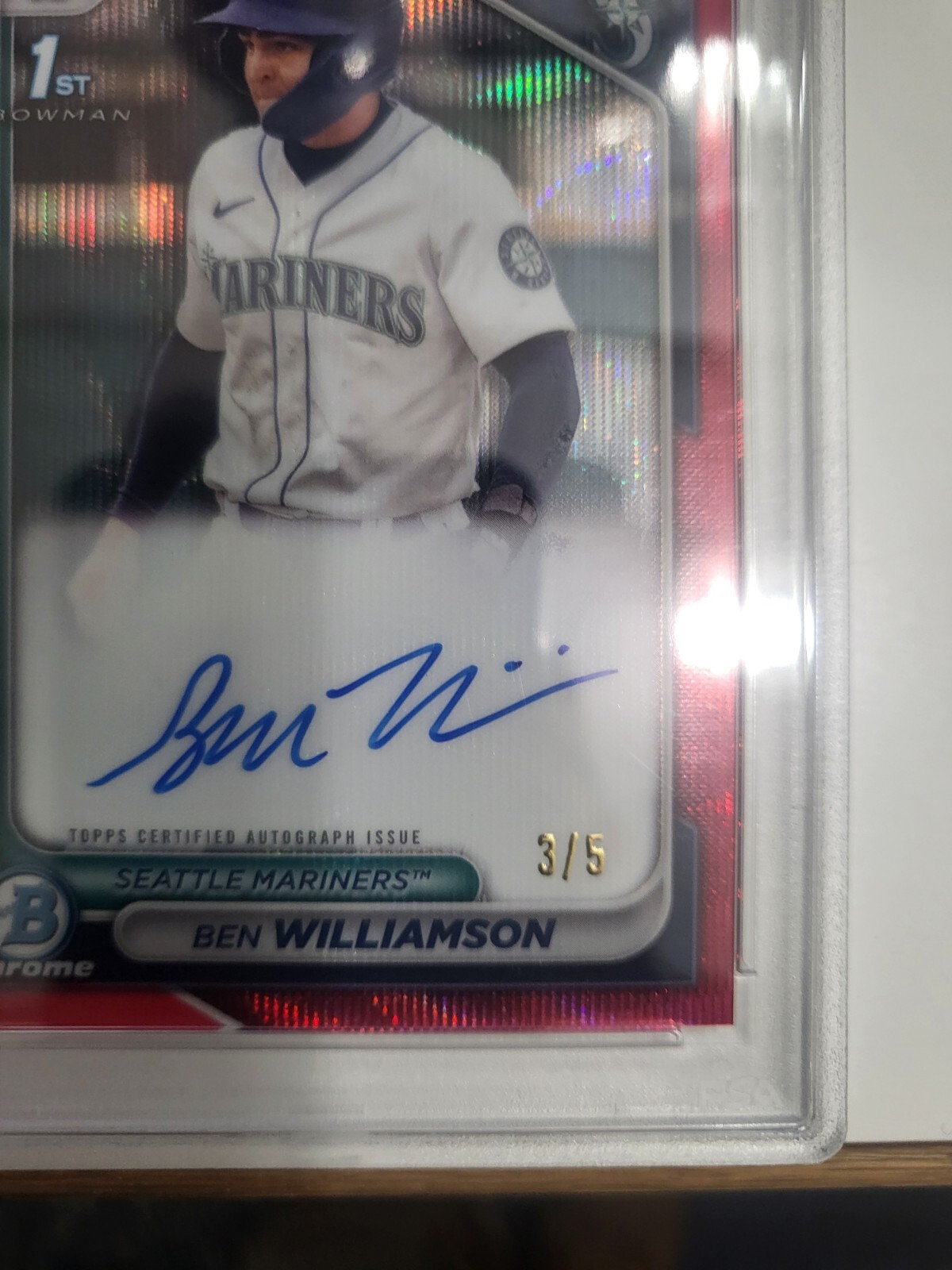 bowman chrome auto 1st psa 10 Hta Red wave Ben Williamson seattle mariners  view 2
