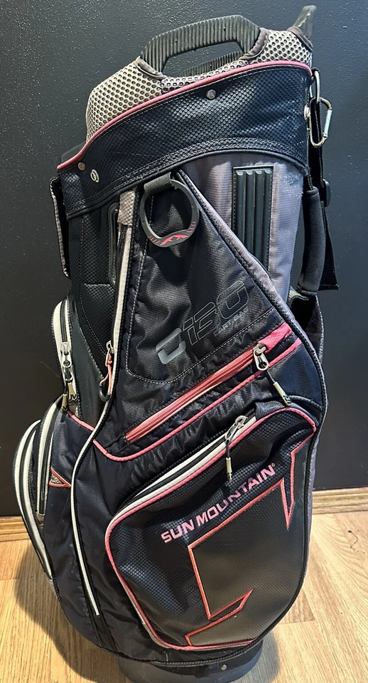 Sun Mountain C-130 6-Way Cart Bag - Red/Black/Grey Used Comes With Rain Cover - Image 4 of 4