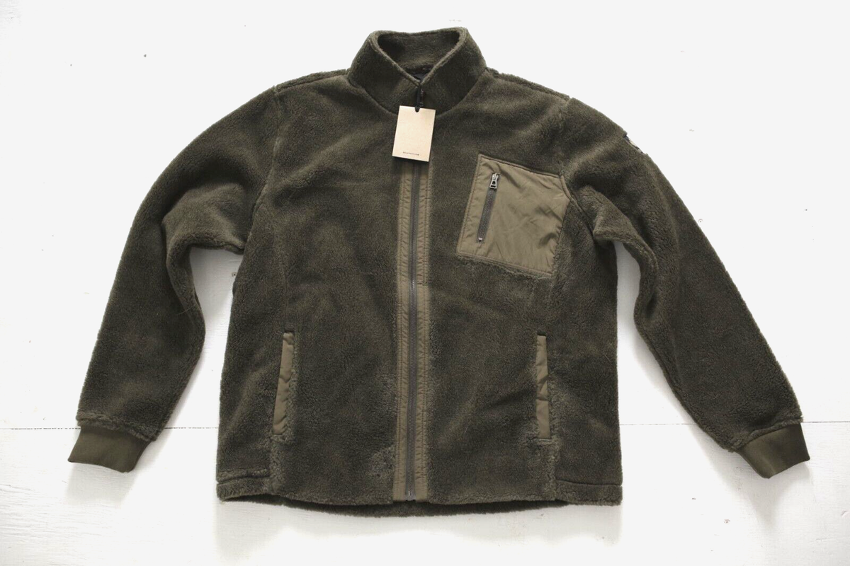 Belstaff Herne Pile Fleece Olive Green Mens XXL NWT