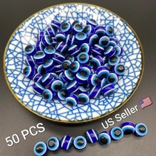 50PCS 8mm Round Beads Evil Eye Resin Spacer Beads Jewelry Making DIY Bracelet