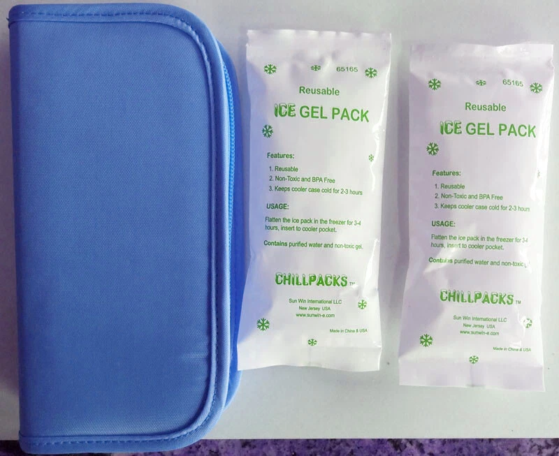 Diabetes Insulin cooler case for larger or 2 s pen 2 ice pad
