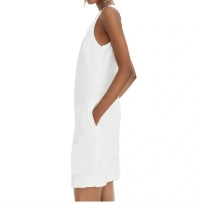 NWT J. Crew White Denim Fray Hem Tank Shift Dress sz 00 G5594 Cotton  Pockets | eBay