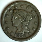 Photo of a 1851-P Large Cent from an eBay listing that sold on Jul 19, 2026