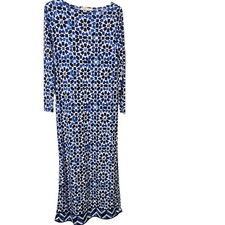 Michael Michael Kors Maxi Dress Size S Stretch Long Sleeve Side Slits Geometric
