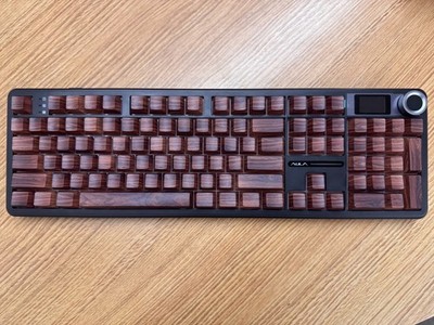 Custom Wireless Mechanical Keyboard - Wood Grain Themed Keycaps
