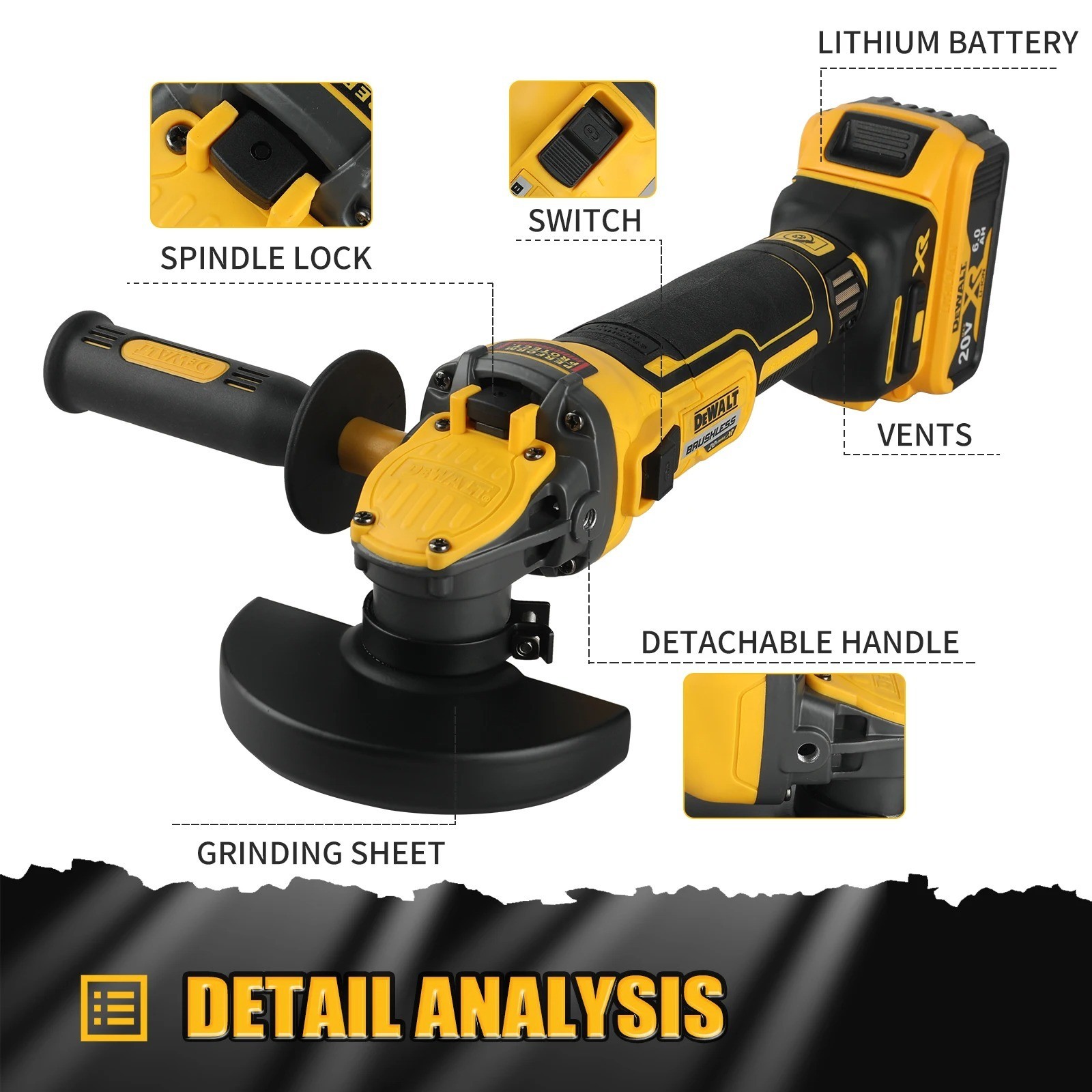 DEWALT DCG409 125mm 무선 앵글 그라인더 (충전기 및 배터리 미포함) 2