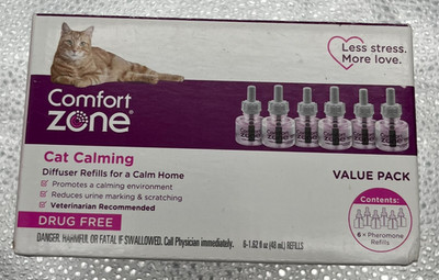 Comfort Zone Cat Calming Diffuser Refills Multi-Pack 30-day Each, 6 Pack, NEW