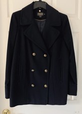Pendleton Womens Blue Pea Coat Navy Blue Gold Buttons Size 12 New with Tag