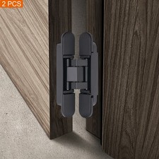 2-Pack 6'' Black Hidden Door Hinges Heavy Duty Zinc Alloy Hinges Concealed Hinge